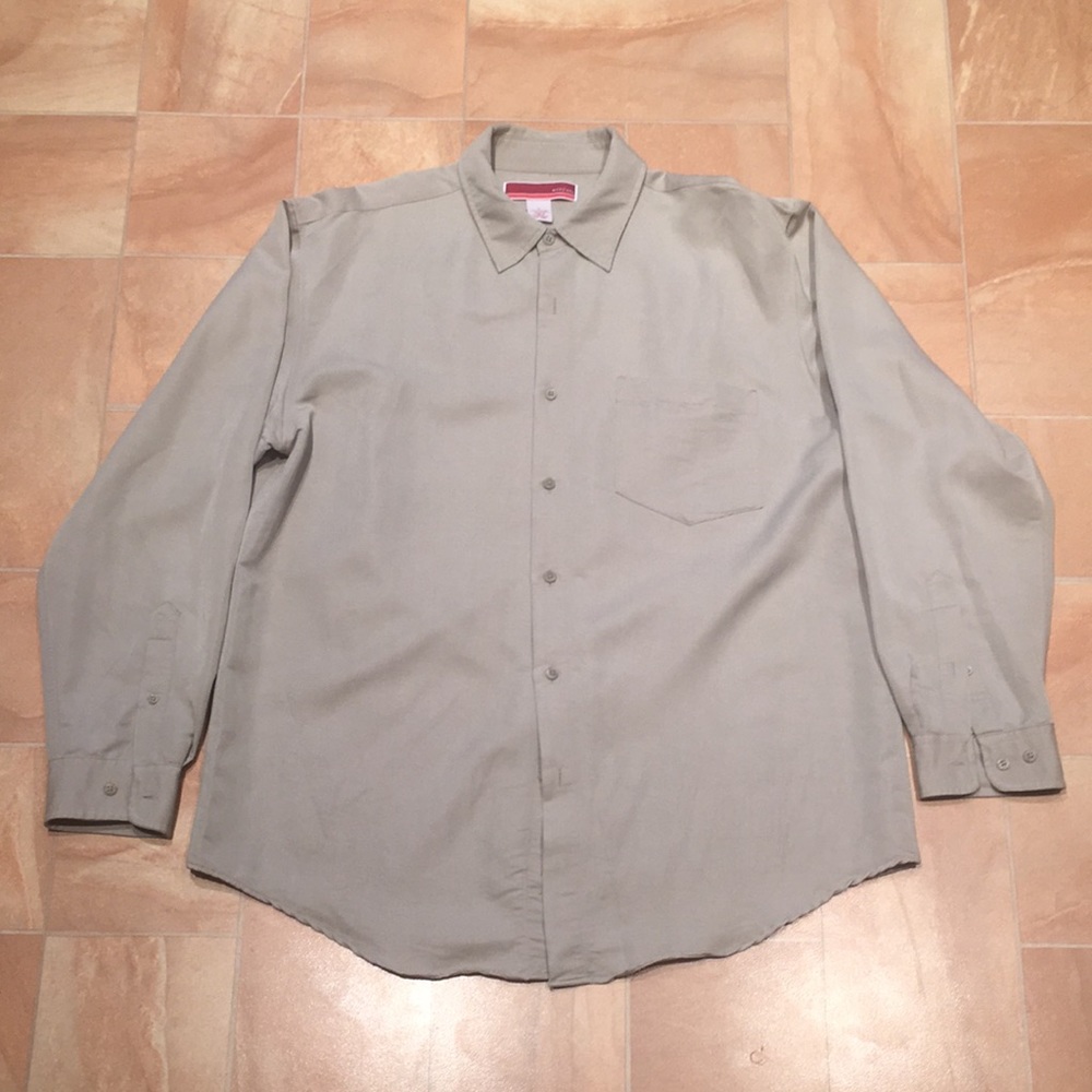 Merona Men's Khaki Beige Casual Long Sleeve Button Down Shirt